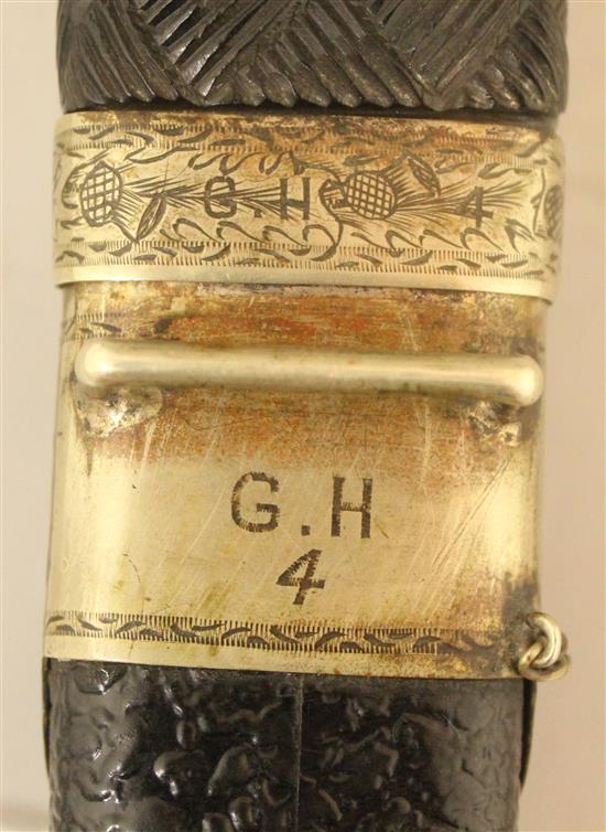 A 19th century Scottish Regimental dirk, probably for Gordon Highlanders, overall 16.5in incl. scabbard and handle